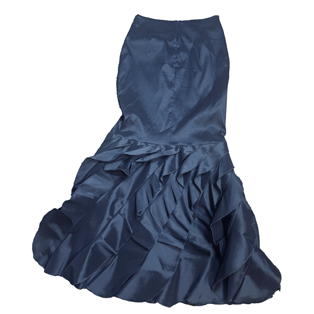 Veronique Young Skirt sz 6 Black Trumpet Long Satin taffeta ruffles maxi formal